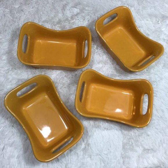 NWOT Set of 4 Rachael Ray Yellow Rectangular 12oz Handled Pan Dish Set - Picture 3 of 10